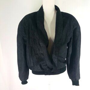 Vintage Touch USA Textured Black Bomber Jacket xs